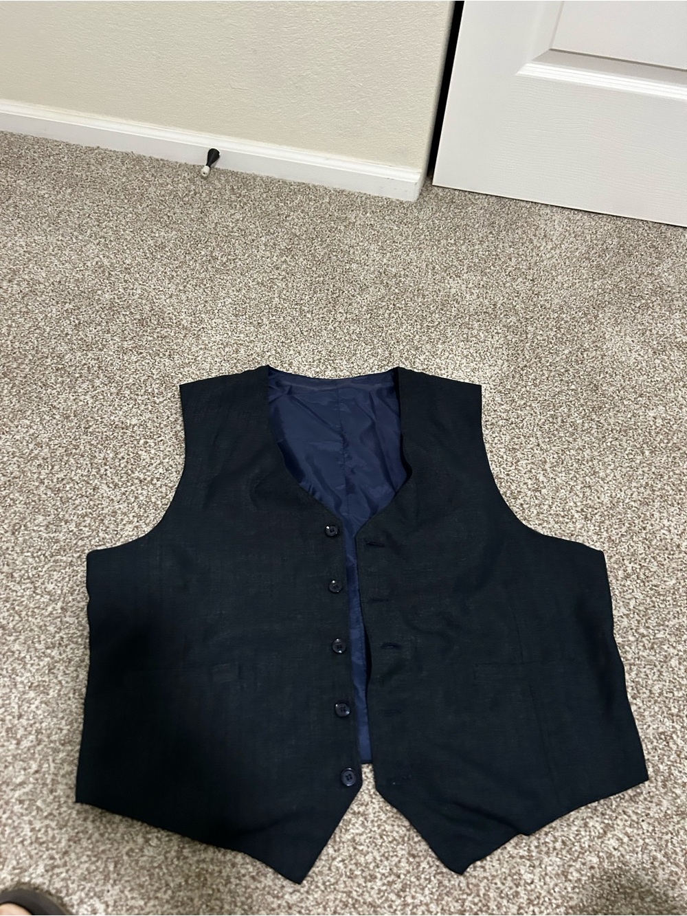 Classic Wool Men’s Navy Blue Waistcoat Vest - 44 Regular